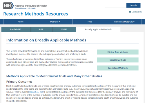 Figure 4 is a screenshot of the Broadly Applicable Methods page