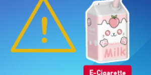 Warning Symbol and E-Cigarette that looks like milk carton