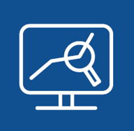 Strategic Priority 1 icon, a graph on a computer monitor