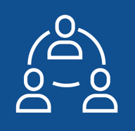 Strategic priority 4 icon, a circle connecting three figures